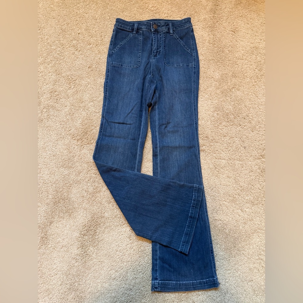 Belle by Kim Gravel Flare Jeans in Deep Blue Size 0